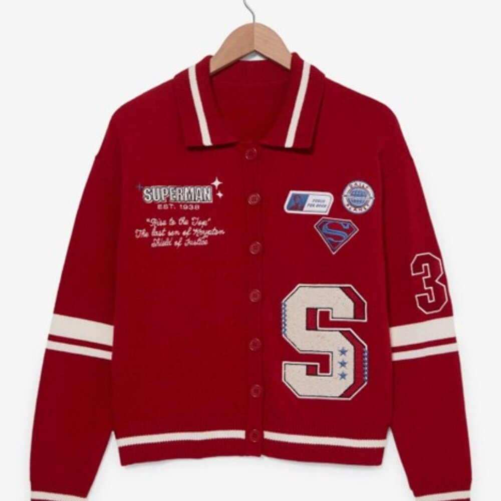 Her Universe DC Comics Superman Icon Patches Cardigan NWT Medium
